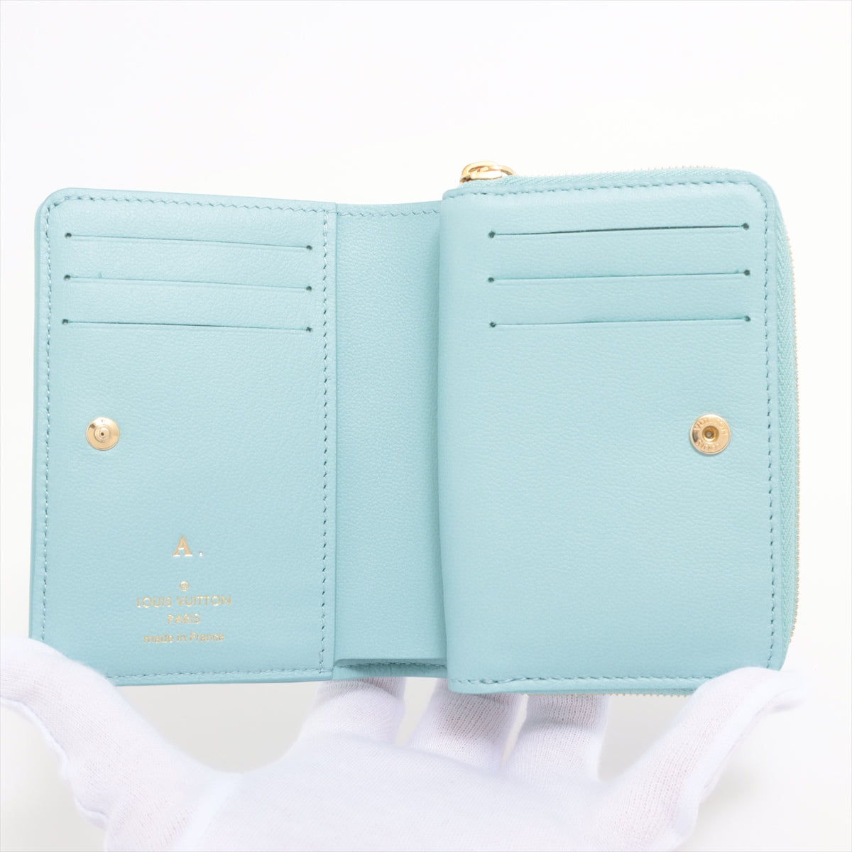 Louis Vuitton Monogram Embos Portefolio M82265 Blue Compact Wallet