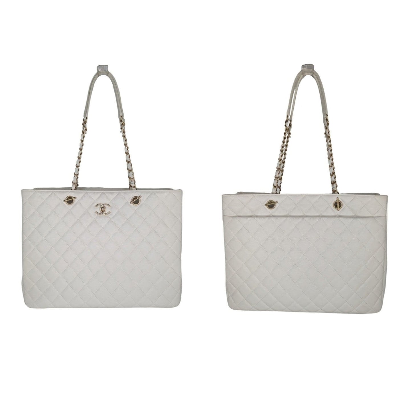 Luxury Chanel White Caviar Classic Timeless Tote