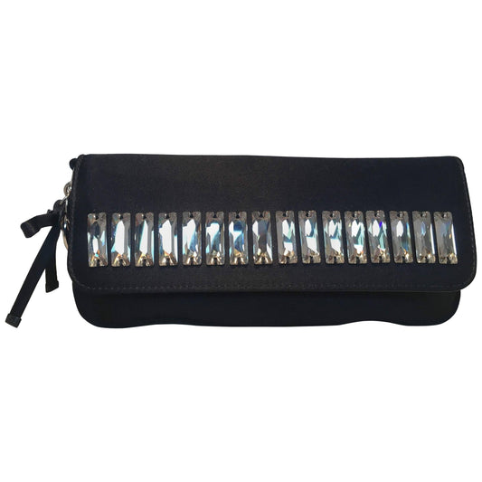 Luxury Gucci Trending 2025 Black Silk Crystal Front Beaded Evening Bag Clutch