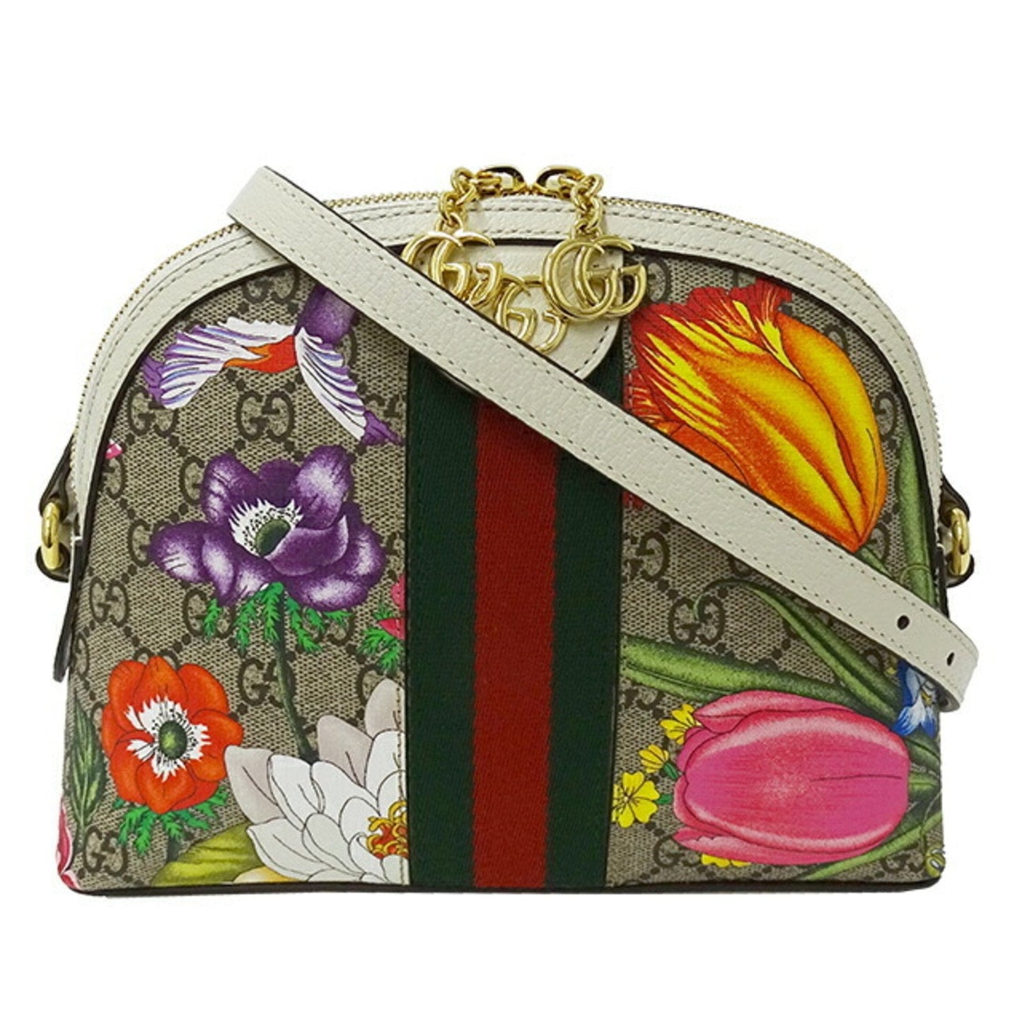 Luxury Gucci Trending 2025 Flora  Canvas Shoulder Bag ()