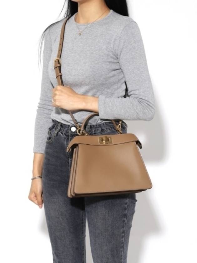 Luxury Fendi Peekaboo I See U Small Tote Bag Beige