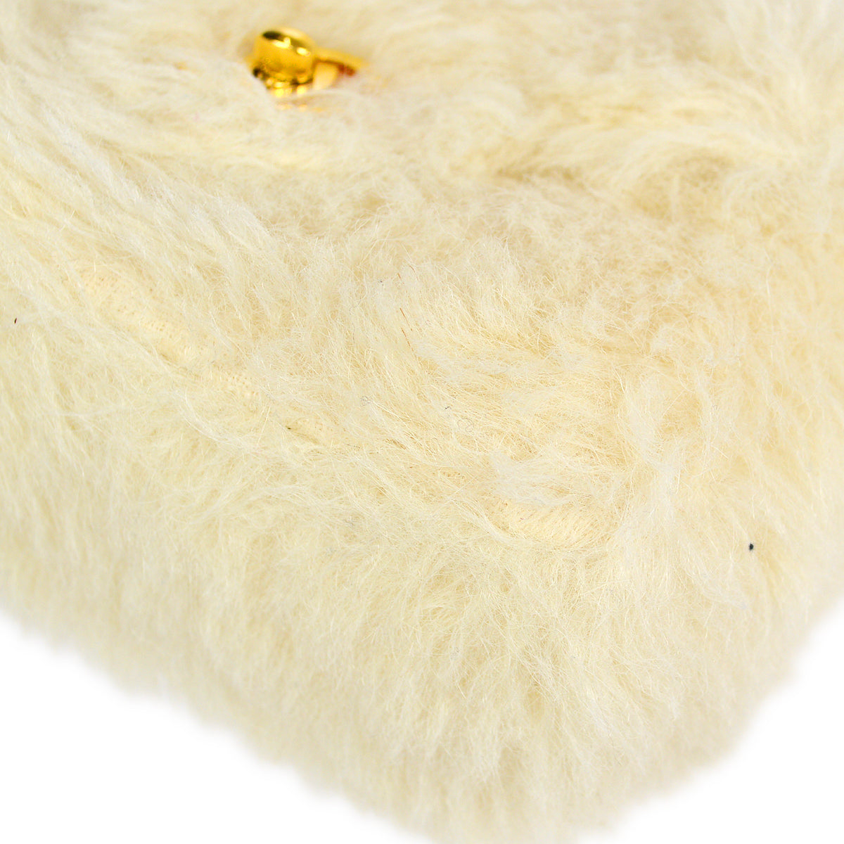 Luxury Chanel * 1994 Classic Flap Handbag Mini White Fur