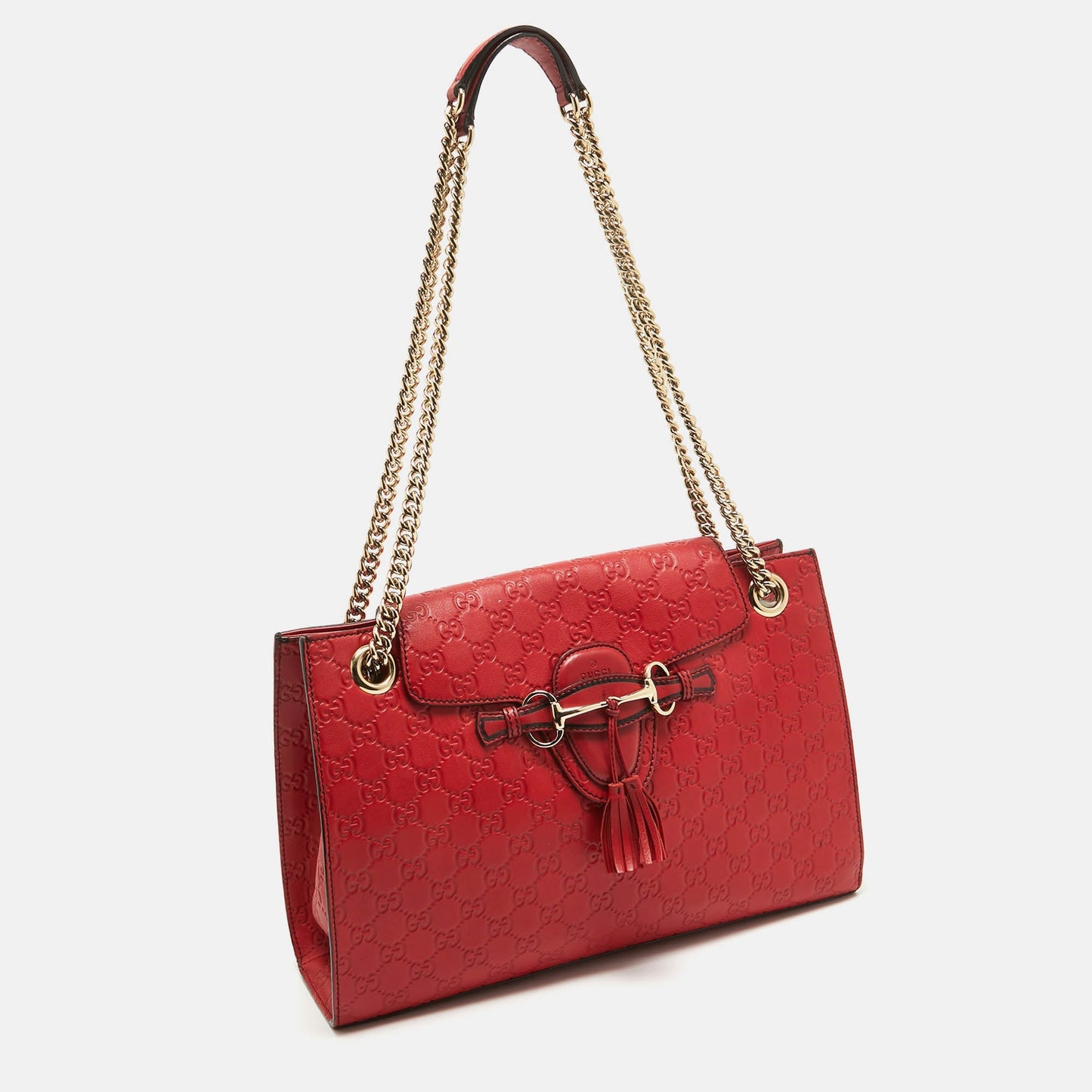 Luxury Gucci Trending 2025 Red Luxury Gucci Trending 2025ssima Leather Large Emily Shoulder Bag..