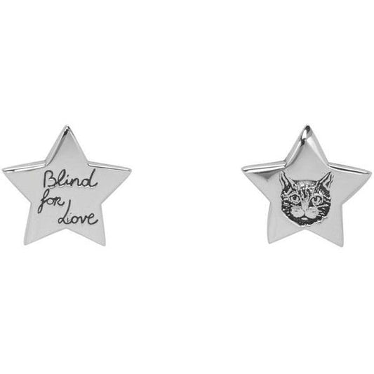 Luxury Gucci GG SILVER BLIND FOR LOVE STAR EARRINGS