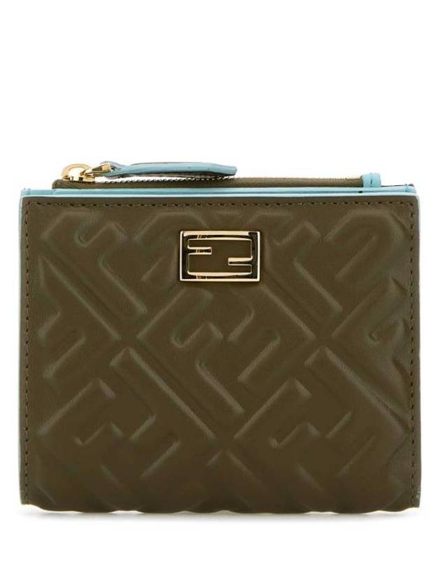 Luxury Fendi Slim Baguette Leather Half Wallet Green