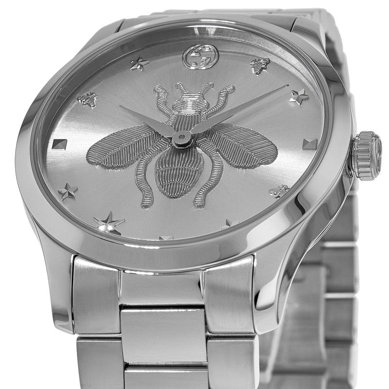 Gucci G-Timeless 38mm Silver Bee Dial Steel Women's Watch YA1264126