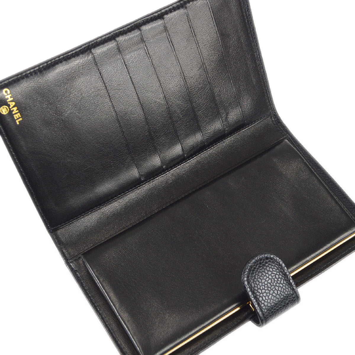 Luxury Chanel 2000-2001 Timeless Long Wallet Black Caviar