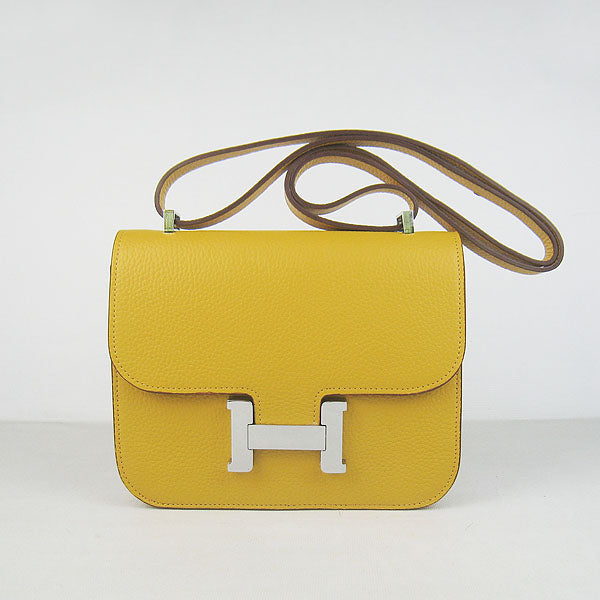 Luxury Hermes Constance Cowskin Leather Bag H017 yellow silver