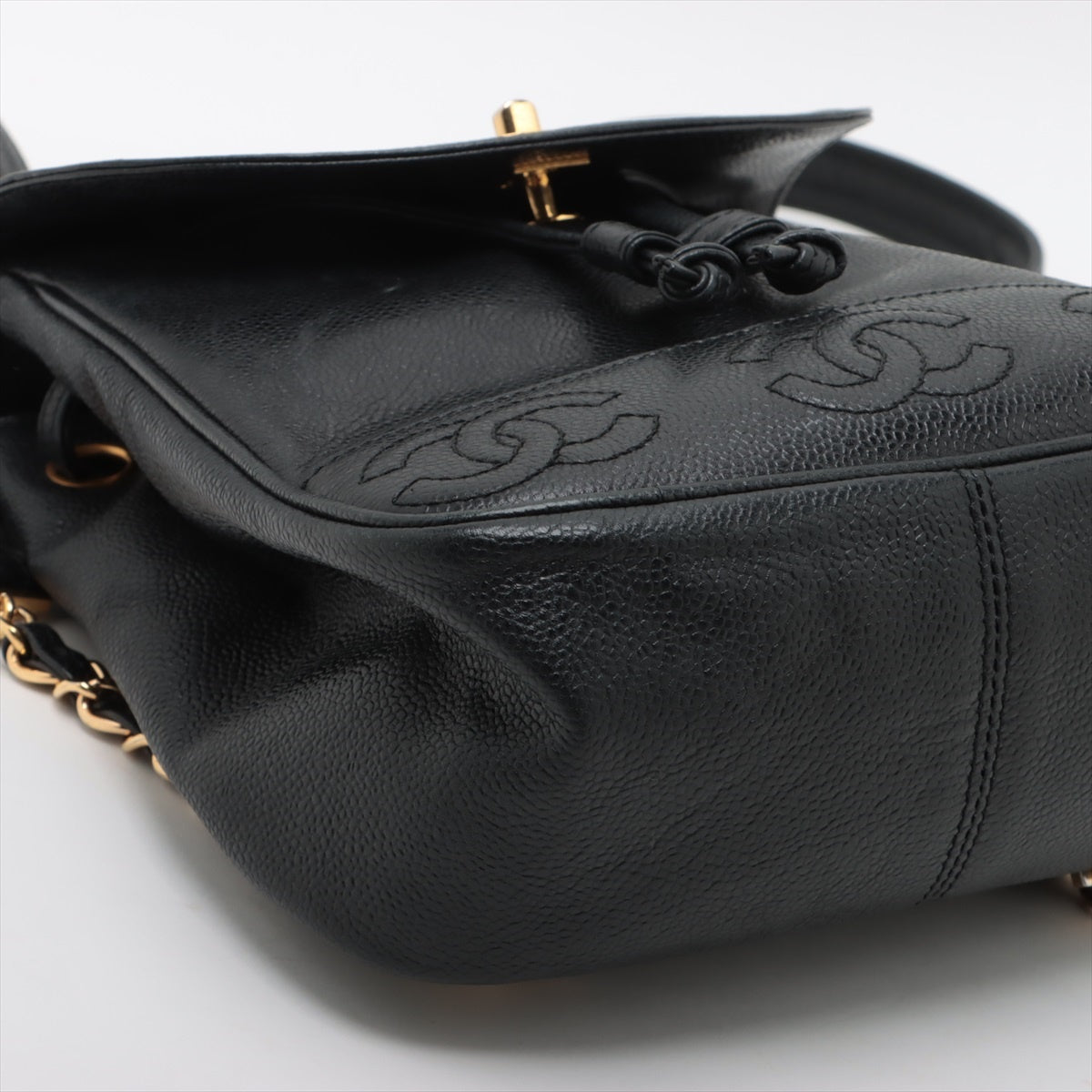 Chanel Triple Coco Cabia S Chain Rucks Black G  4th