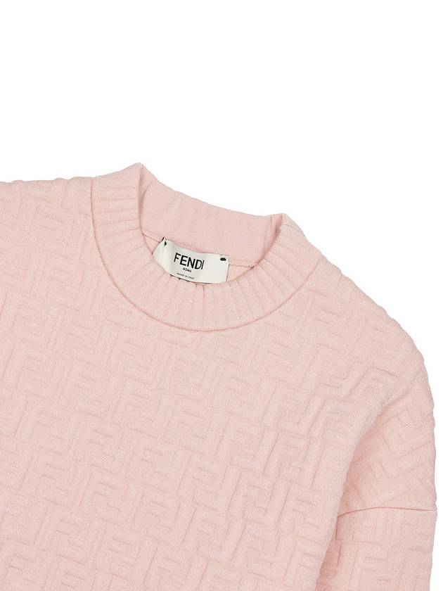 Luxury Fendi FF Logo Embossed Pullover Knit Top Pink