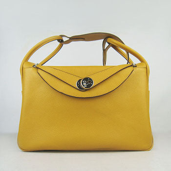 Luxury Hermes Lindy 34cm handbag 6208 yellow Silver