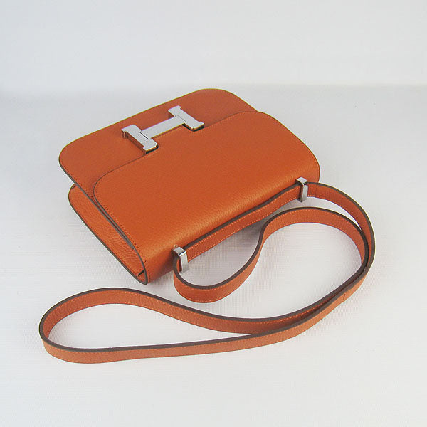 Luxury Hermes Constance Cowskin Leather Bag H017 orange silver
