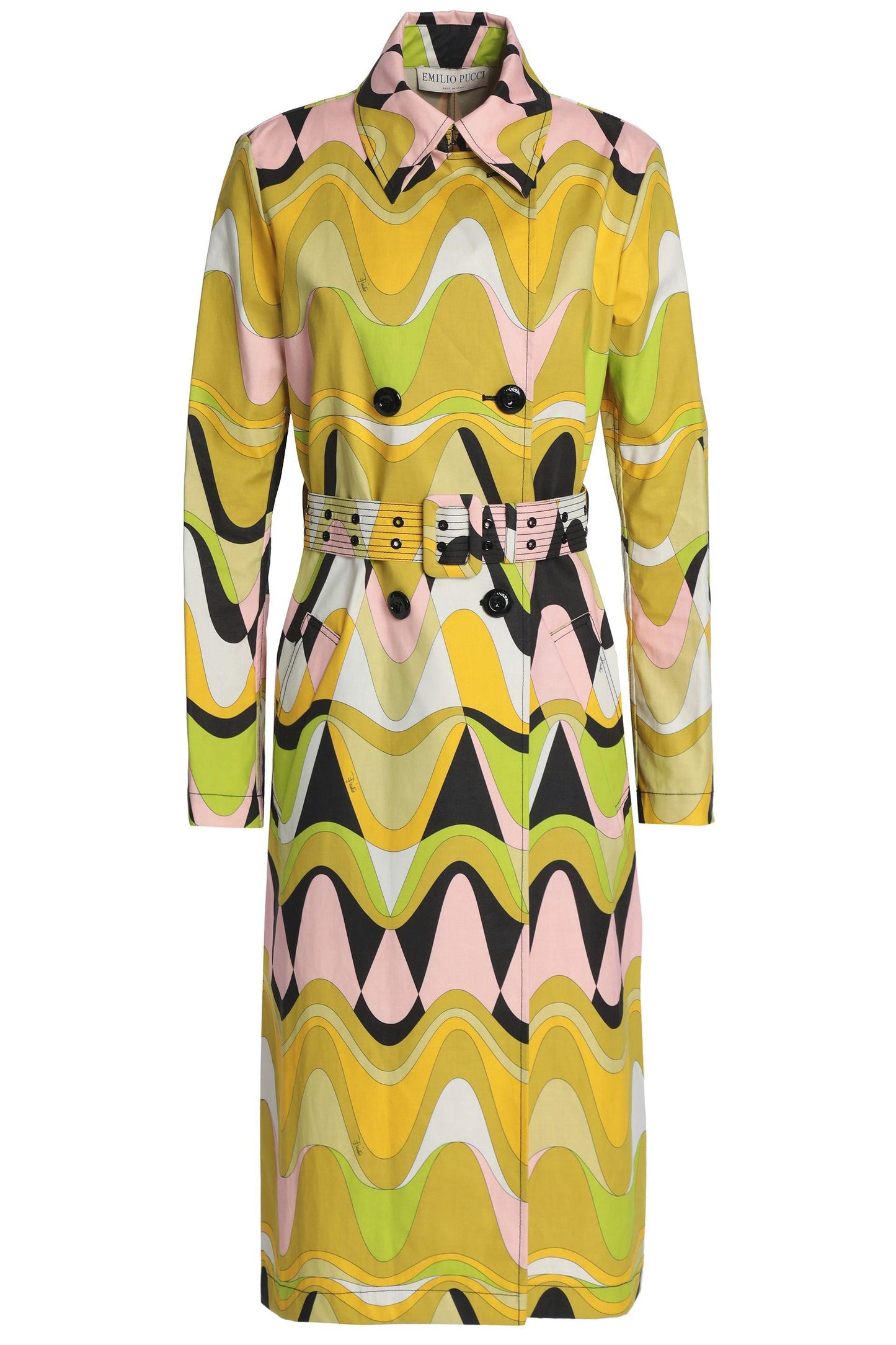 EMILIO PUCCI PRINTED COTTON-BLEND CANVAS TRENCH COAT SIZE US 8