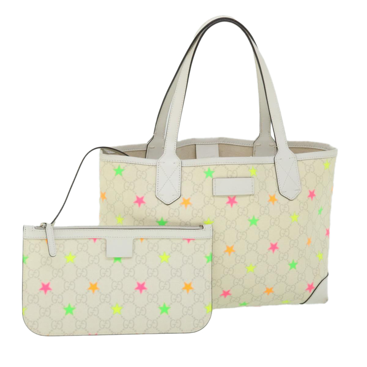 Luxury Gucci GG Canvas Star Tote Bag PVC Leather White 309499  ep1600