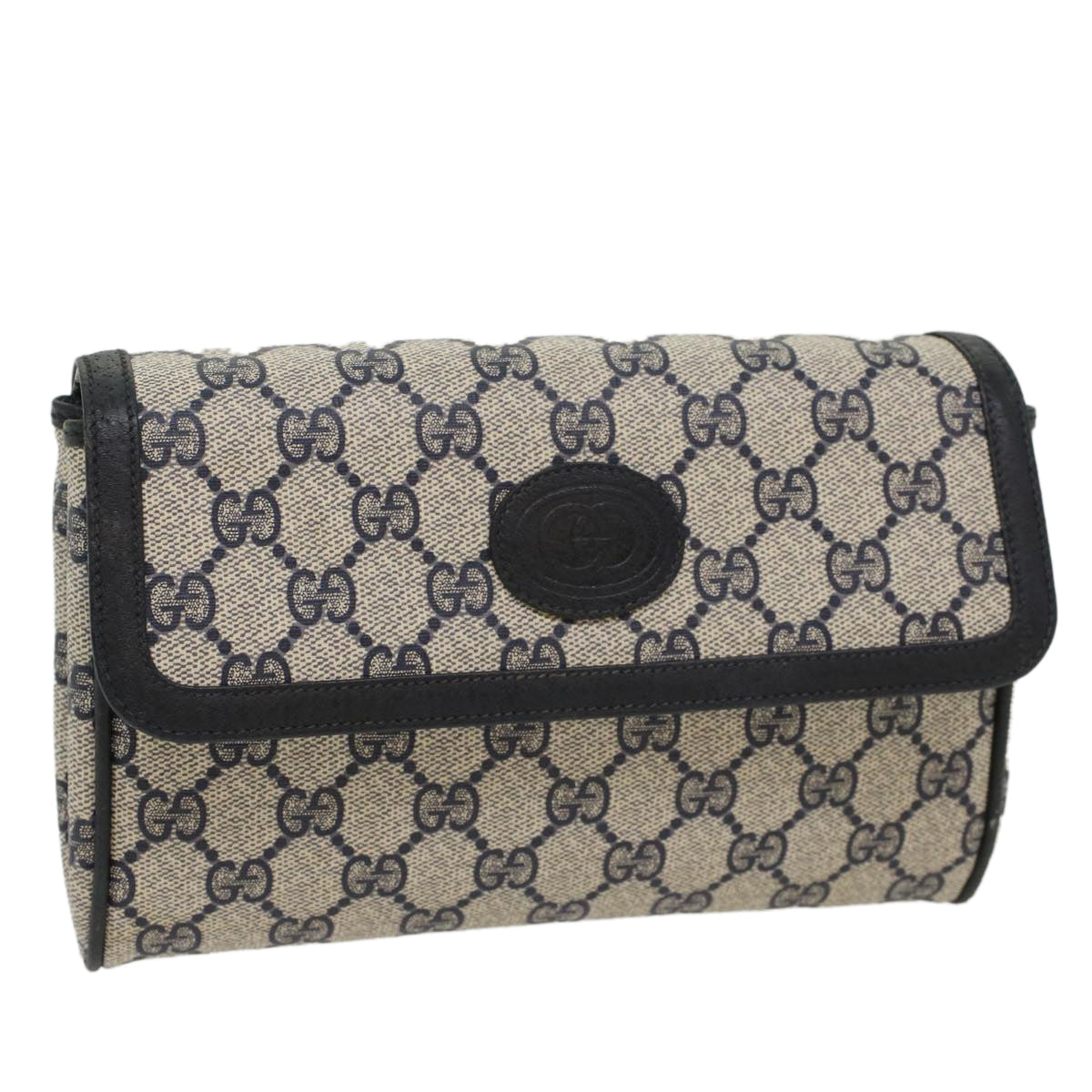 Luxury Gucci GG Canvas Pouch PVC Leather Gray Navy  ep1605
