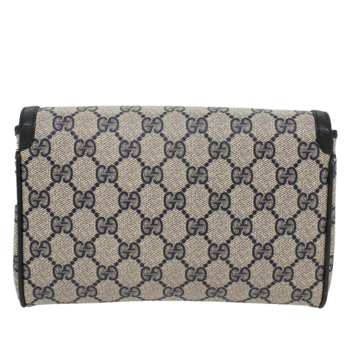 Luxury Gucci GG Canvas Pouch PVC Leather Gray Navy  ep1605