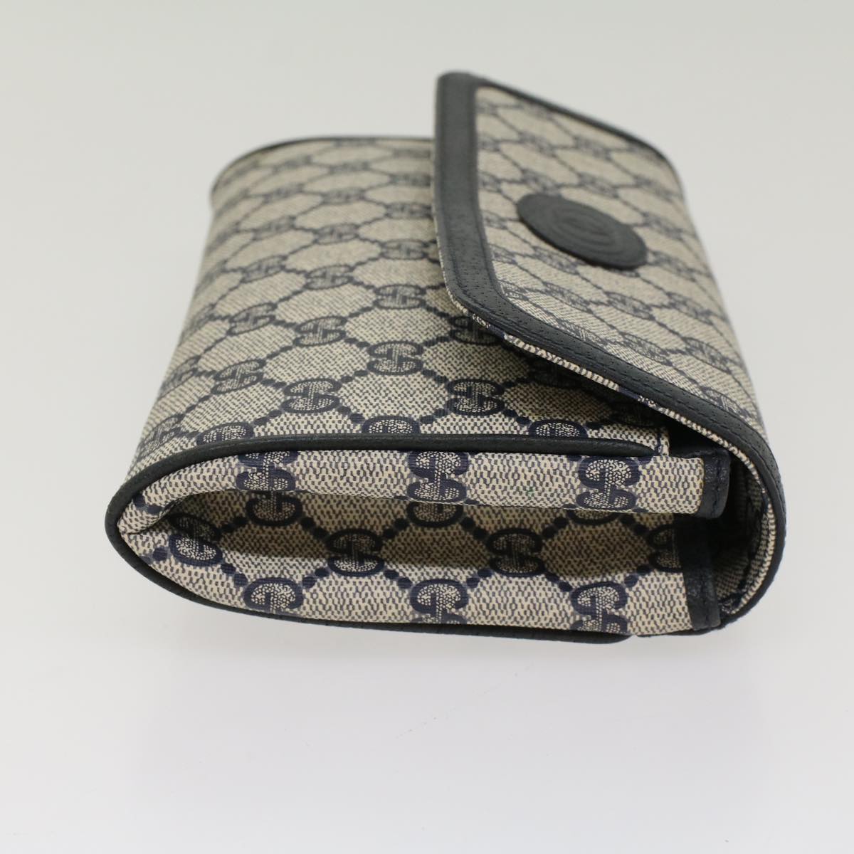 Luxury Gucci GG Canvas Pouch PVC Leather Gray Navy  ep1605