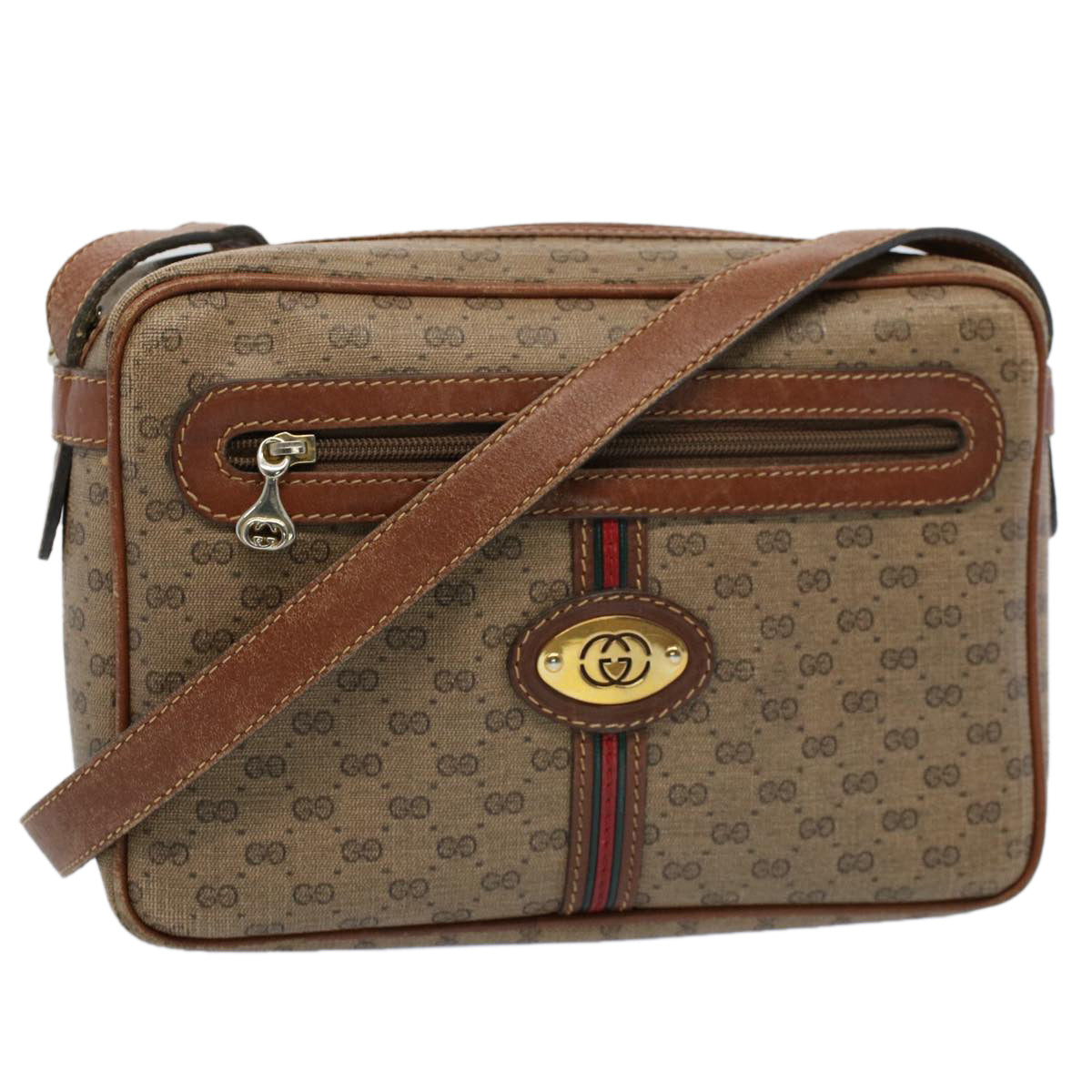 Luxury Gucci Micro GG Canvas Web Sherry Line Shoulder Bag Beige Red 007 904  ep1647