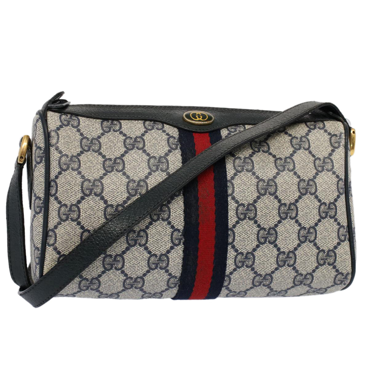 Luxury Gucci GG Canvas Sherry Line Shoulder Bag Gray Red Navy 89 02 018  ep1660