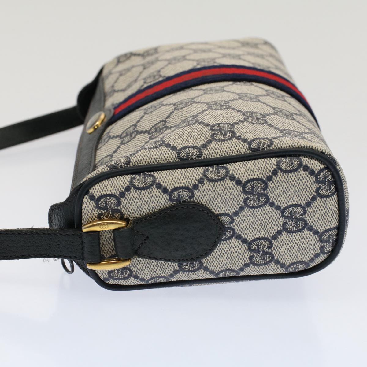 Luxury Gucci GG Canvas Sherry Line Shoulder Bag Gray Red Navy 89 02 018  ep1660