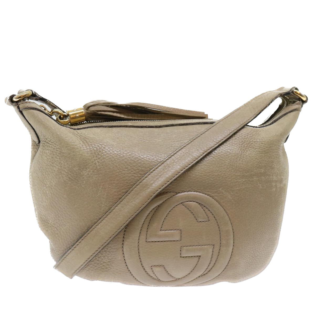 Luxury Gucci Soho Shoulder Bag Leather Beige 308361  ep1663