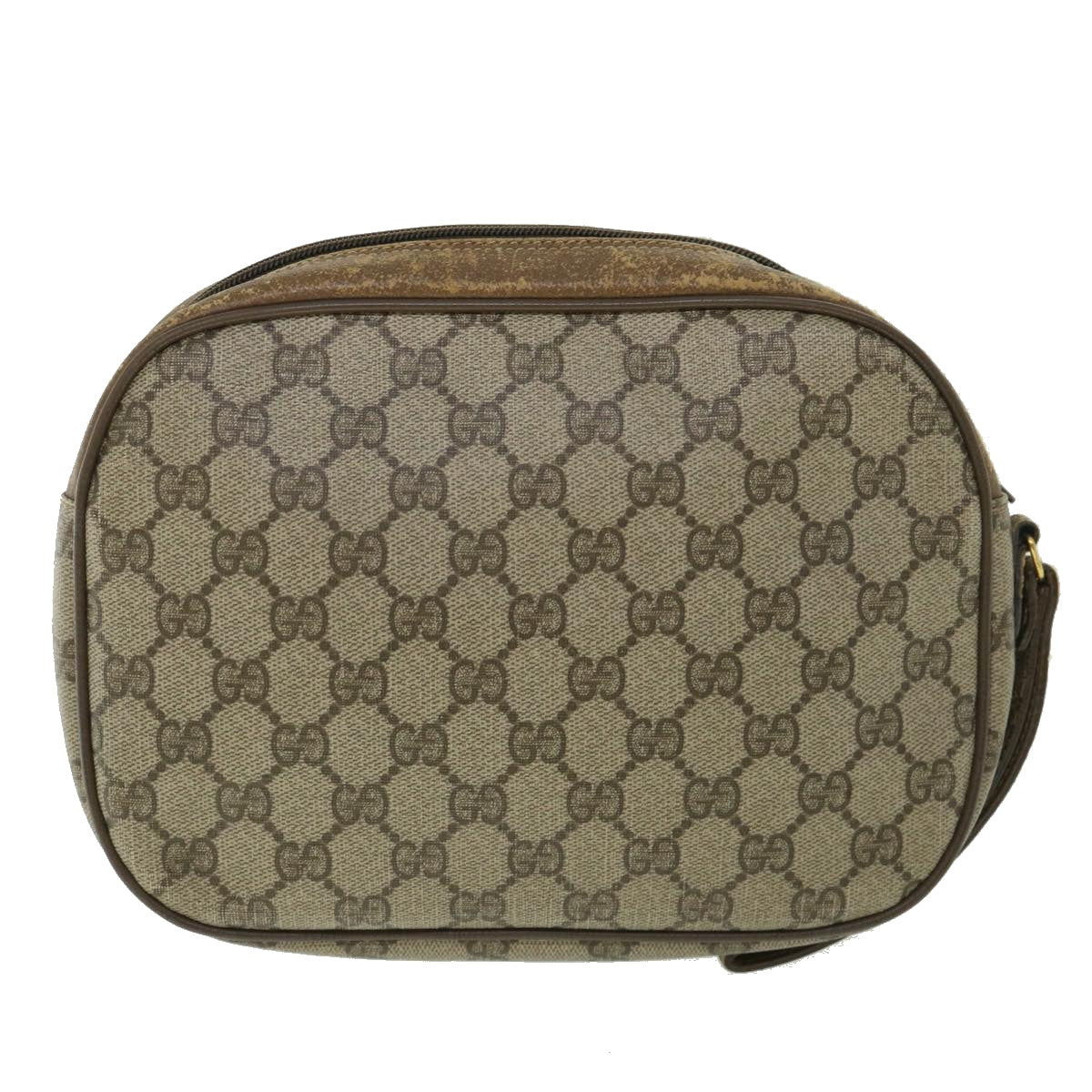 Luxury Gucci GG Canvas Web Sherry Line Clutch Bag PVC Leather Beige Green  ep1670