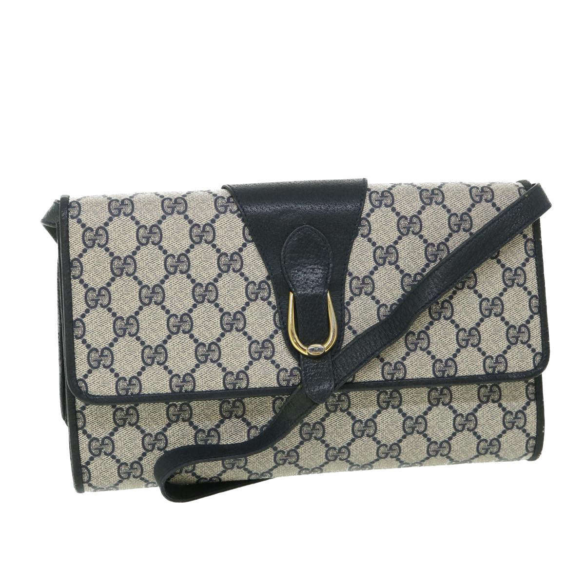 Luxury Gucci GG Canvas Shoulder Bag PVC Leather Navy  ep1671