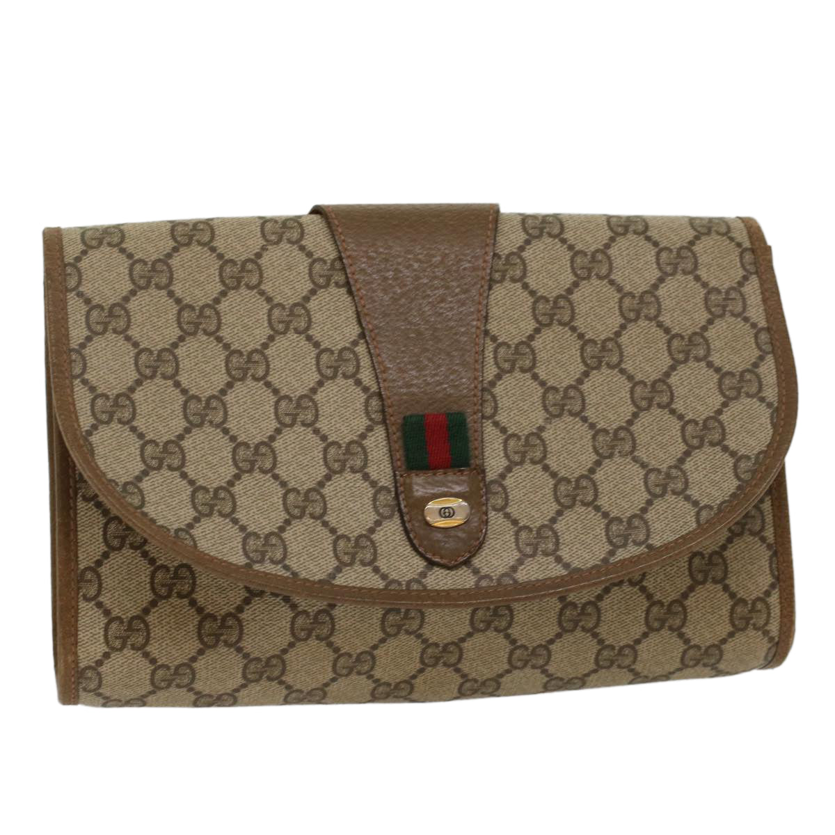 Luxury Gucci GG Canvas Web Sherry Line Clutch Bag Beige Red Green 89 01 030  ep1704