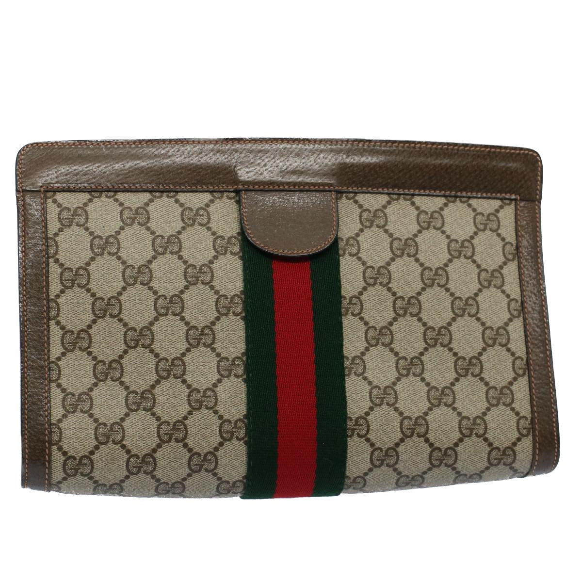 Luxury Gucci GG Canvas Web Sherry Line Clutch Bag Beige Red Green 89 01 002  ep1743