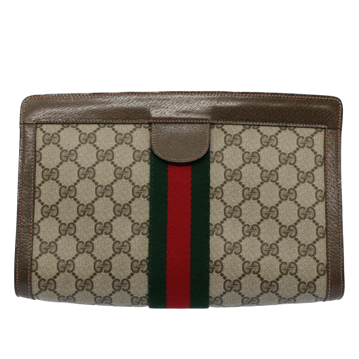 Luxury Gucci GG Canvas Web Sherry Line Clutch Bag Beige Red Green 89 01 002  ep1743
