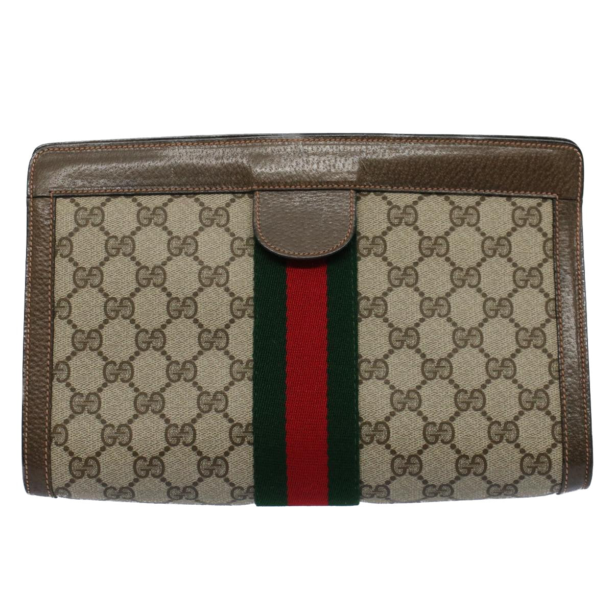Luxury Gucci GG Canvas Web Sherry Line Clutch Bag Beige Red Green 89 01 002  ep1743