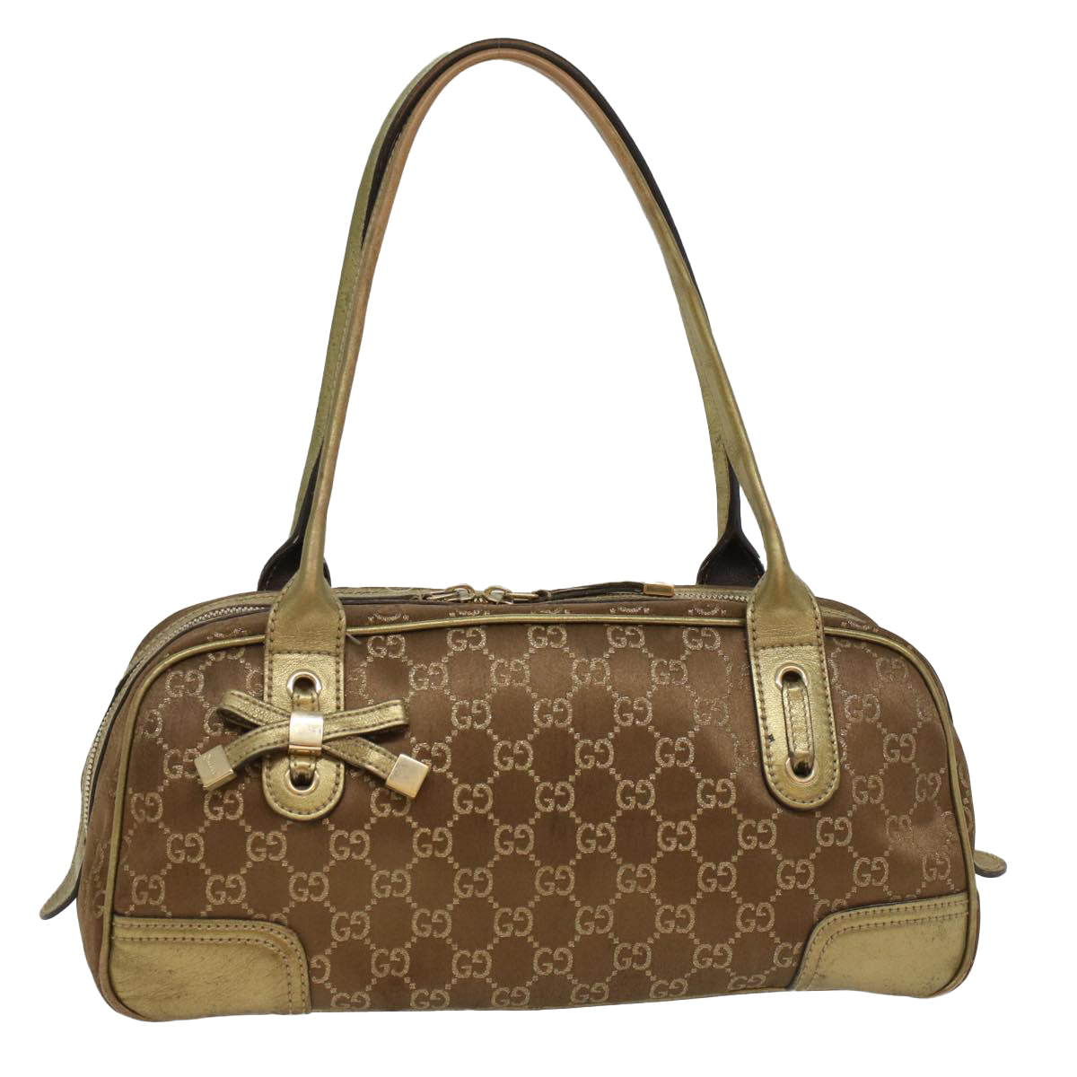 Luxury Gucci GG Canvas Shoulder Bag Gold Tone 161720  ep1828