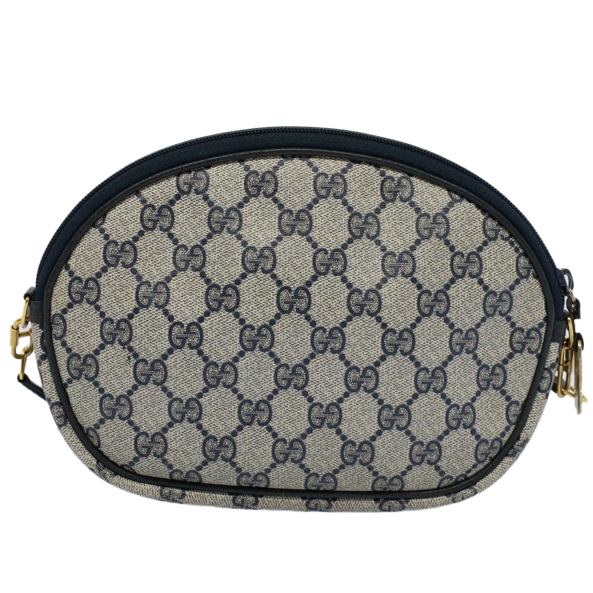 Luxury Gucci GG Canvas Shoulder Bag PVC Leather Gray Navy  ep1884