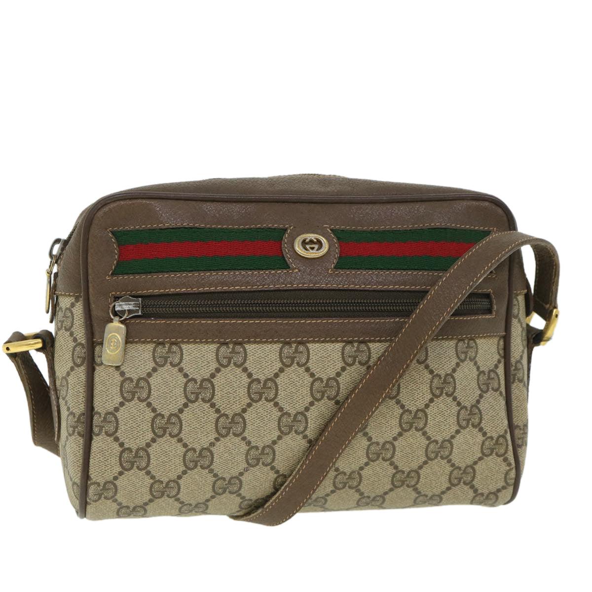 Luxury Gucci GG Canvas Web Sherry Line Shoulder Bag Beige Red 119 02 087  ep1891