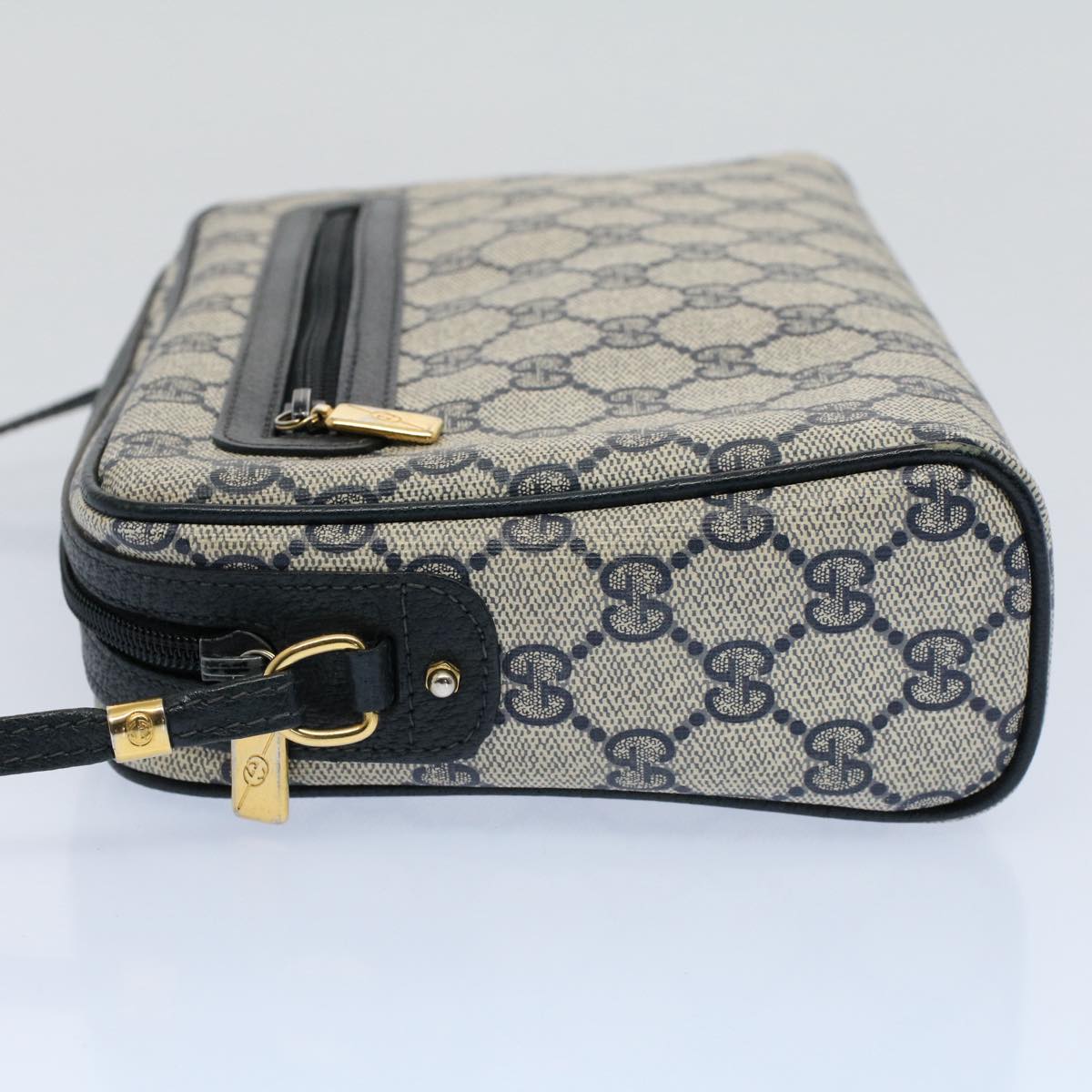 Luxury Gucci GG Canvas Shoulder Bag PVC Leather Gray Navy  ep1896