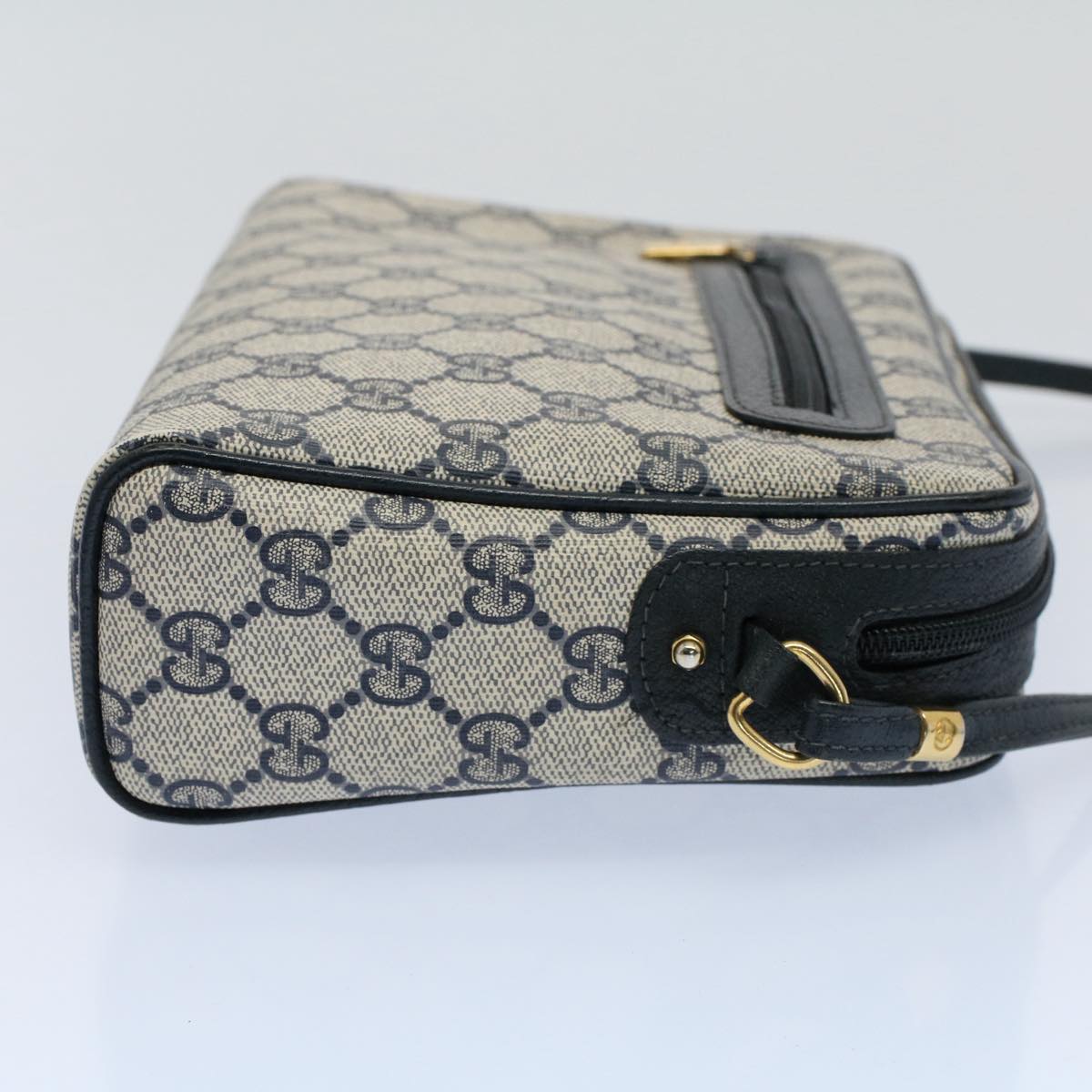 Luxury Gucci GG Canvas Shoulder Bag PVC Leather Gray Navy  ep1896