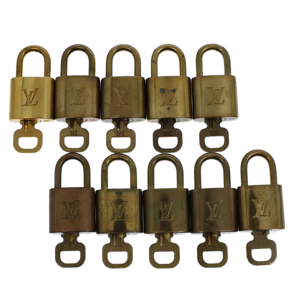 LOUIS VUITTON Padlock 10set Gold Tone LV ep1988