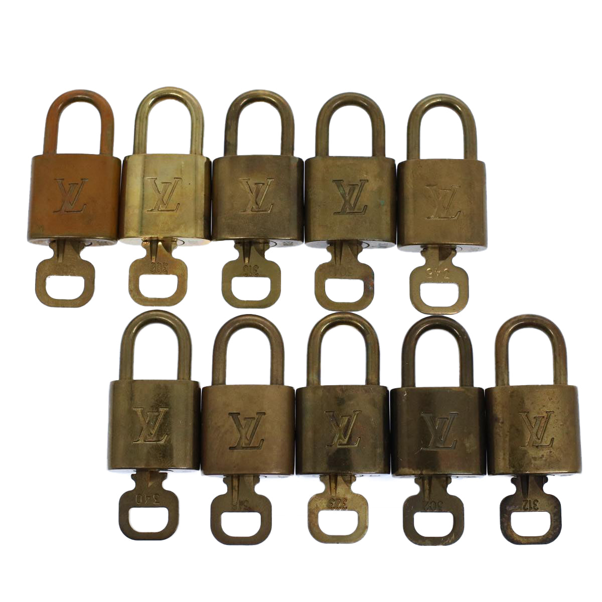 LOUIS VUITTON Padlock 10set Gold Tone LV ep1990