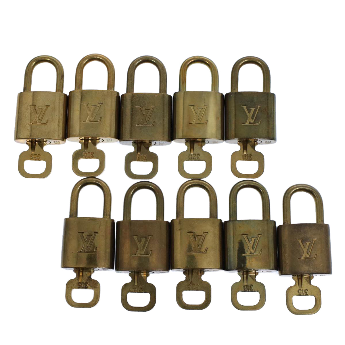 LOUIS VUITTON Padlock 10set Gold Tone LV ep1993