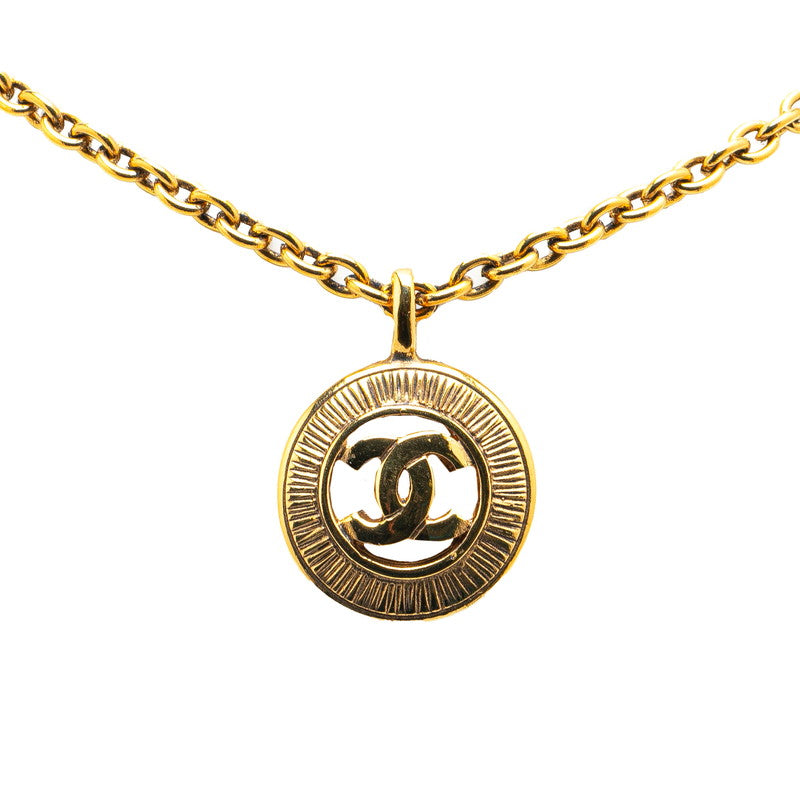 Chanel Coco Mark Round Necklace Gold Plated