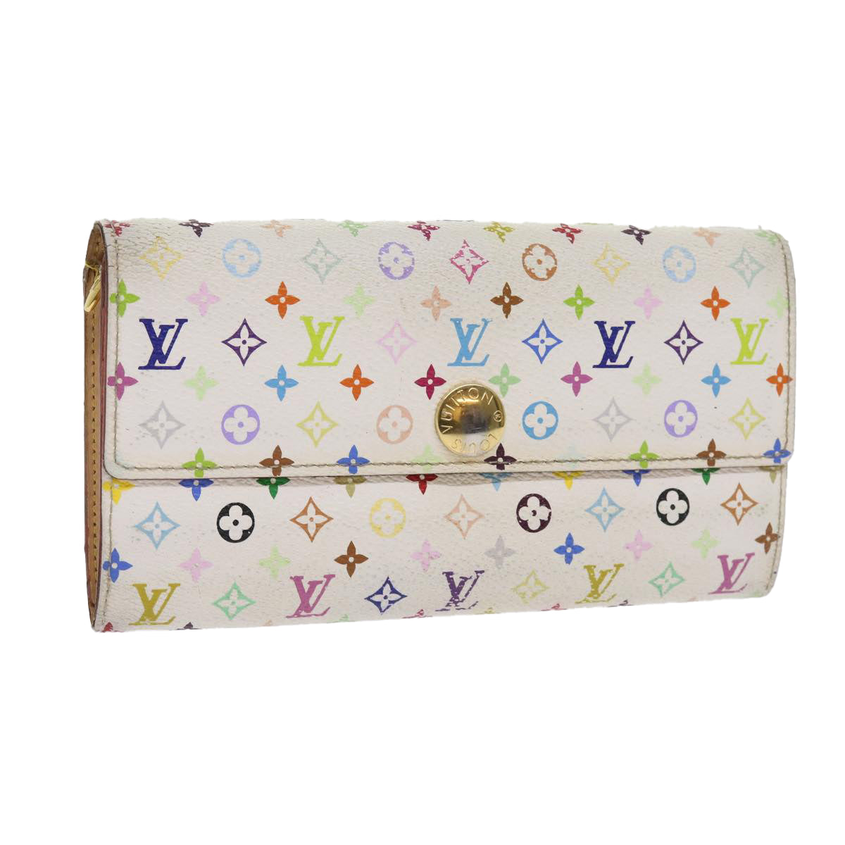 LOUIS VUITTON Multicolor Portefeuille Sarah Long Wallet White M93532 ep2036