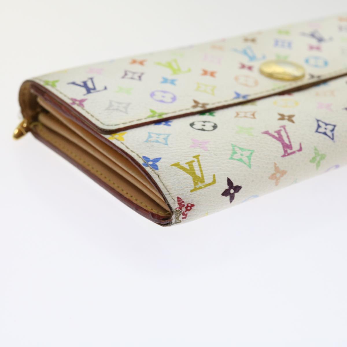 LOUIS VUITTON Multicolor Portefeuille Sarah Long Wallet White M93532 ep2036