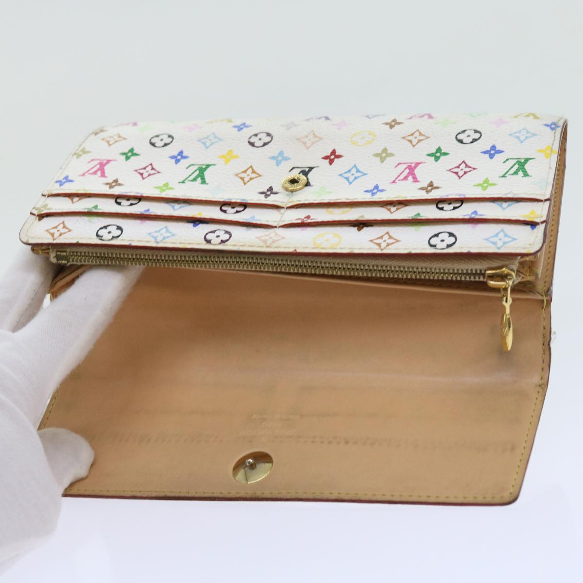 LOUIS VUITTON Multicolor Portefeuille Sarah Long Wallet White M93532 ep2036