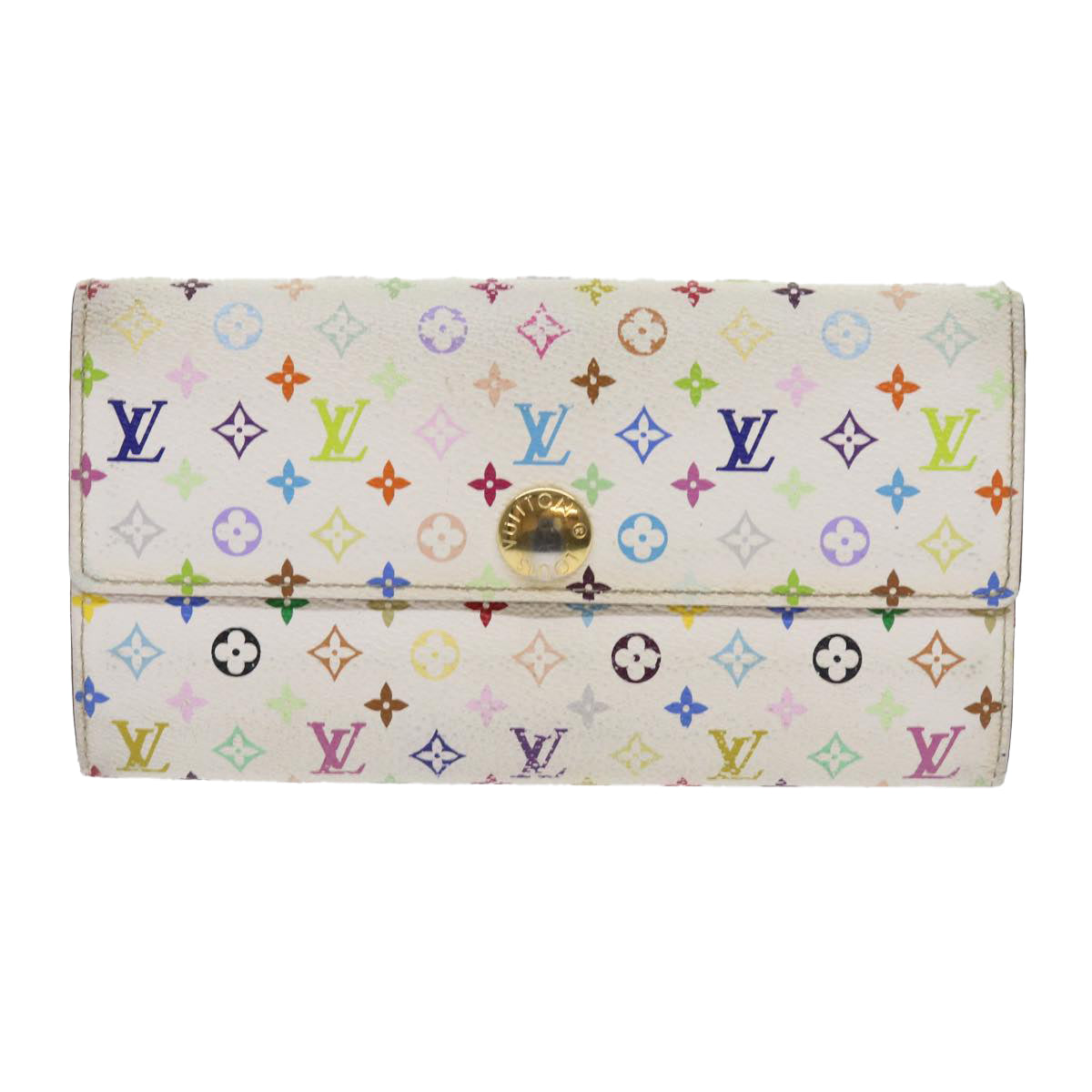 LOUIS VUITTON Multicolor Portefeuille Sarah Long Wallet White M93532 ep2036
