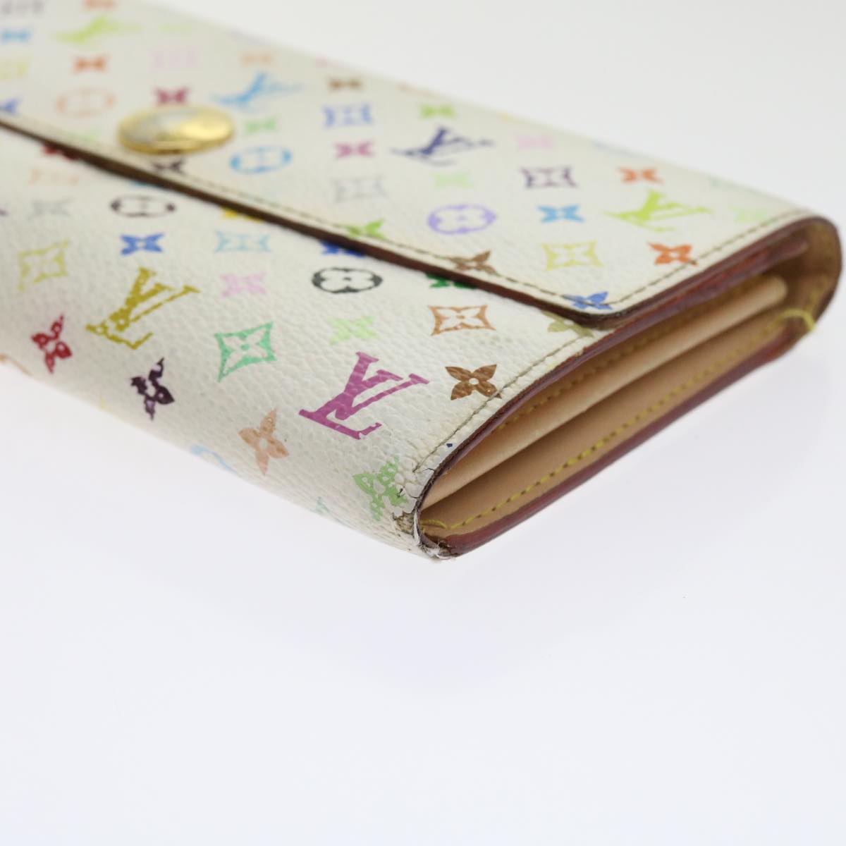 LOUIS VUITTON Multicolor Portefeuille Sarah Long Wallet White M93532 ep2036