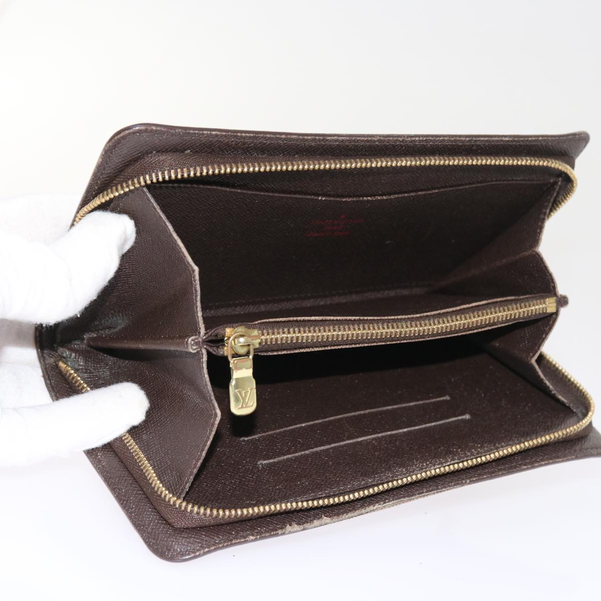 LOUIS VUITTON Damier Ebene Porte Monnaie Zip Long Wallet N61728 LV ep2045