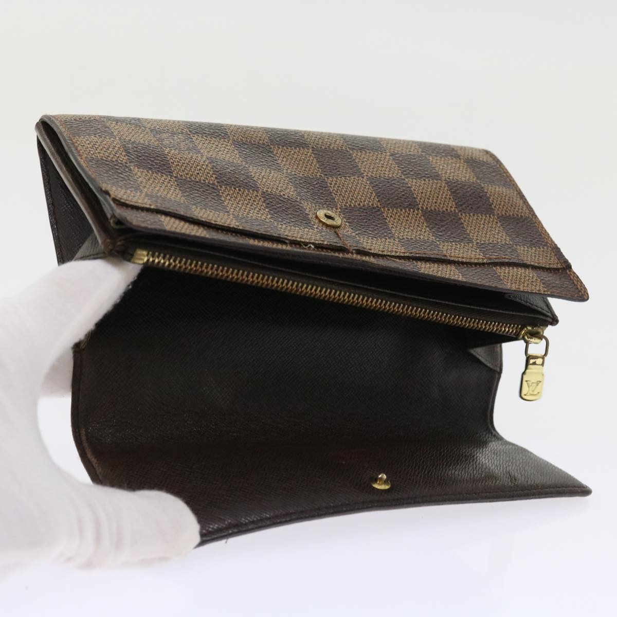 LOUIS VUITTON Damier Ebene Portefeuille Sarah Long Wallet N61734 LV ep2051