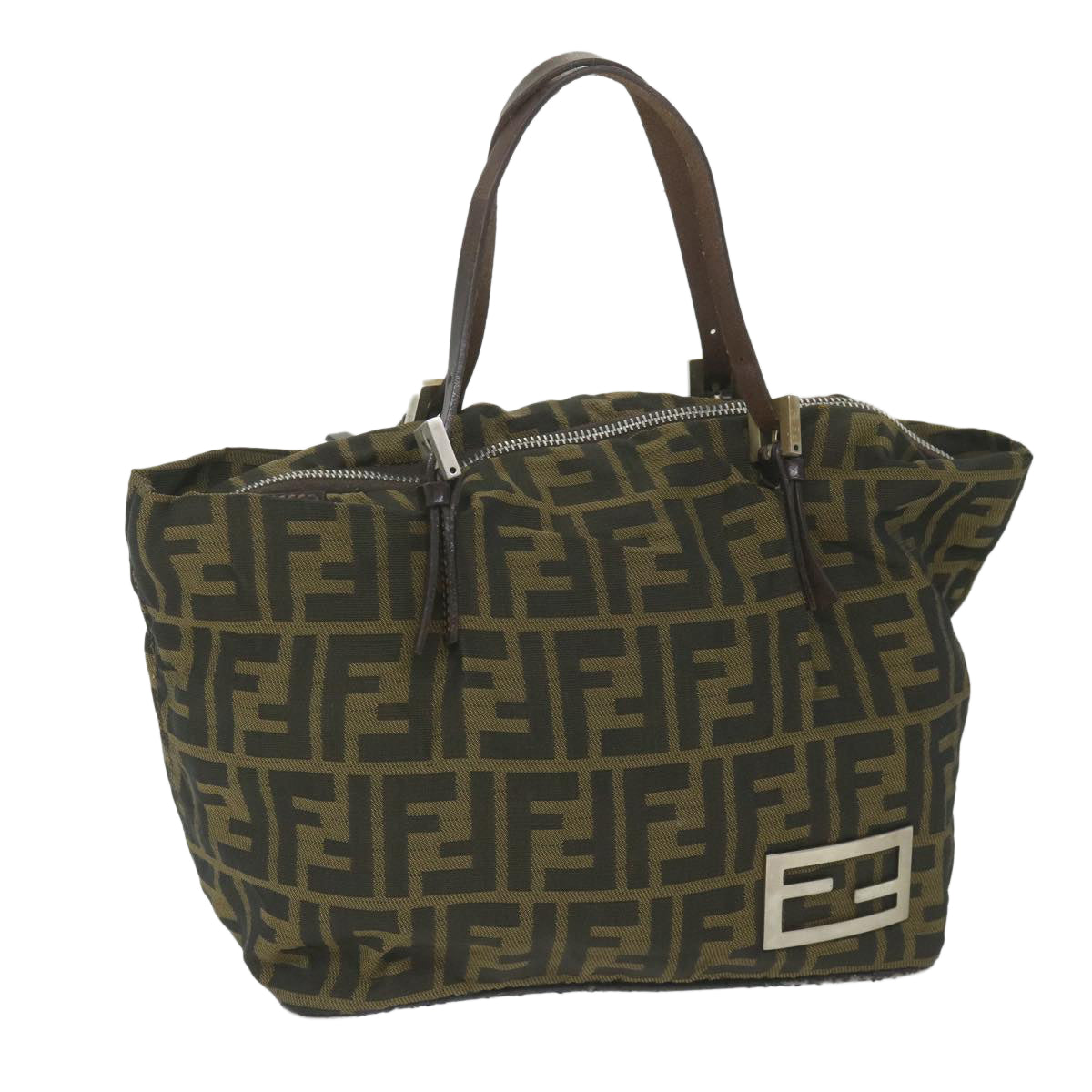 Luxury FendiZucca Canvas Tote Bag Black Brown 2241 26634 099ep2431