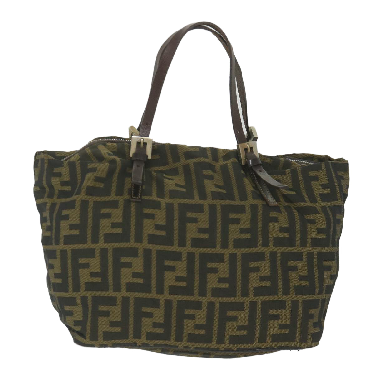 Luxury FendiZucca Canvas Tote Bag Black Brown 2241 26634 099ep2431