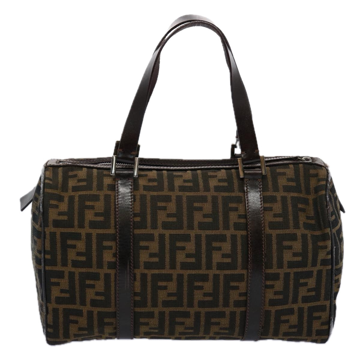 Luxury FendiZucca Canvas Hand Bag Black Brown 2119 16327 089ep2529